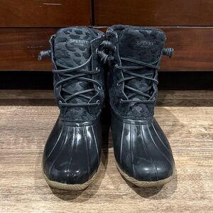 Sperry Women's Black Animal print Winter water Boots